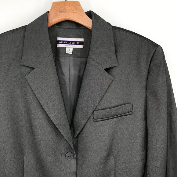 Amanda Smith Women's Stretch Blazer jacket long Dark Gray Size 14 career - Picture 4 of 10